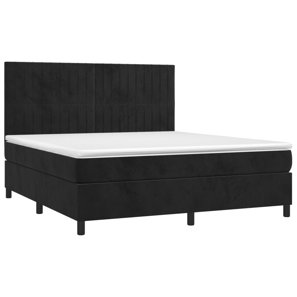 vidaXL Boxspring met matras en LED fluweel zwart 180x200 cm afbeelding