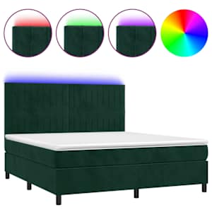 Box spring postel s matrací a LED tmavě zelená 180x200 cm samet - obrázek 2