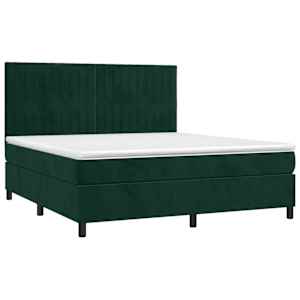 Box spring postel s matrací a LED tmavě zelená 180x200 cm samet - obrázek 3