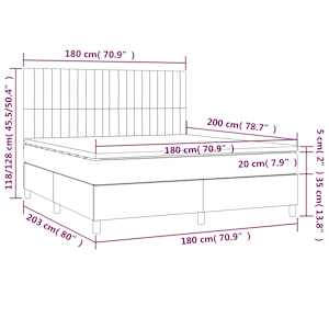 Box spring postel s matrací a LED tmavě zelená 180x200 cm samet - obrázek 9