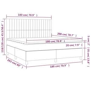 Box spring postel s matrací a LED růžová 180x200 cm samet - obrázek 8