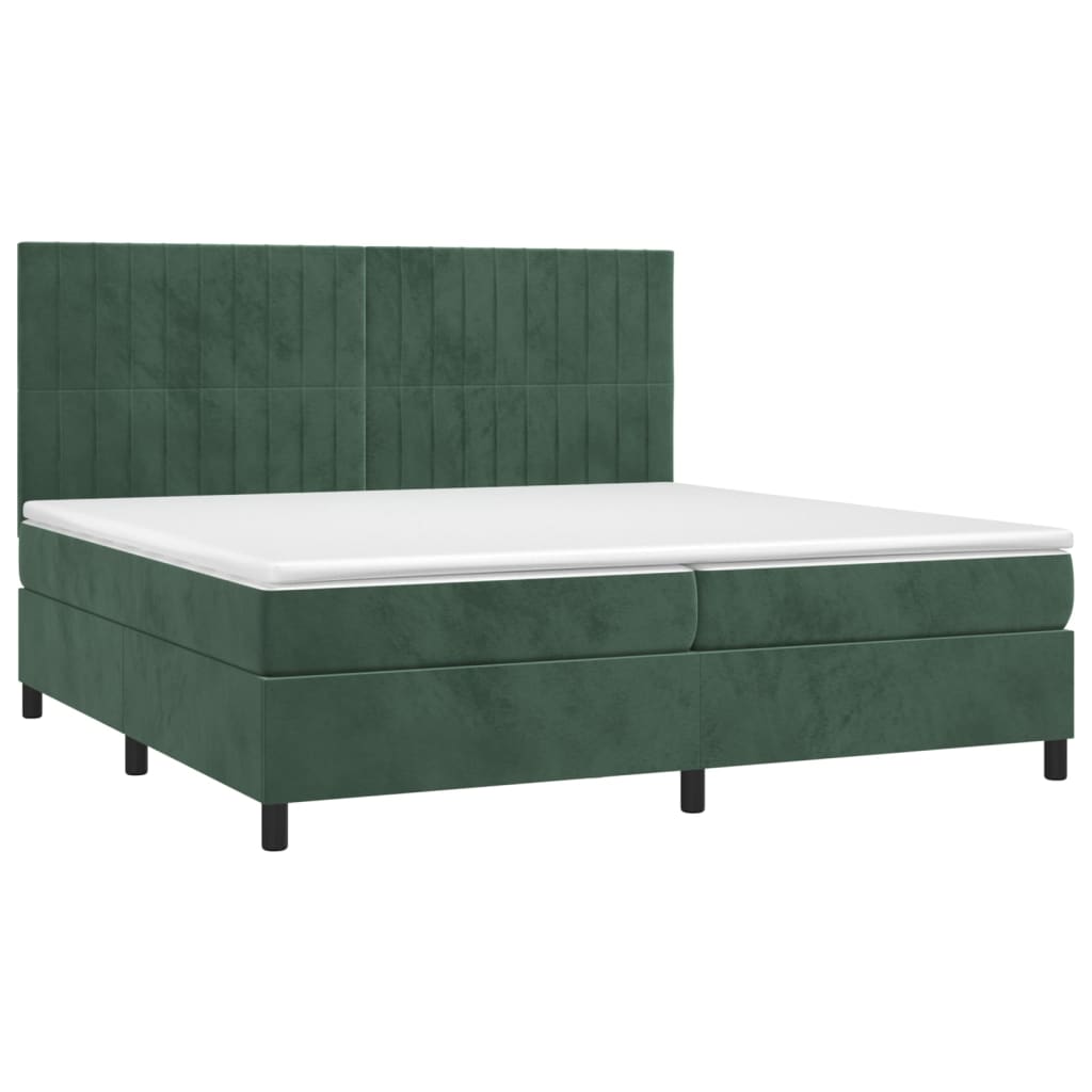 vidaXL Boxspring met matras en LED fluweel donkergroen 200x200 cm afbeelding