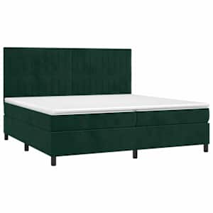 Box spring postel s matrací a LED tmavě zelená 200x200 cm samet - obrázek 3