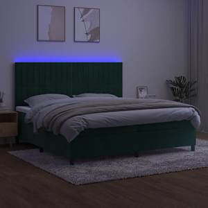Box spring postel s matrací a LED tmavě zelená 200x200 cm samet - obrázek 4