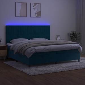 Box spring postel s matrací a LED tmavě modrá 200x200 cm samet - obrázek 4