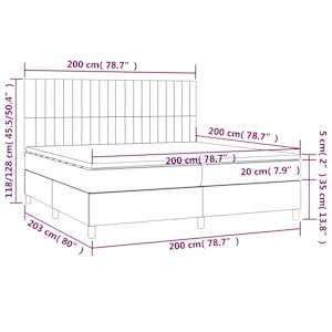 Box spring postel s matrací a LED tmavě modrá 200x200 cm samet - obrázek 9