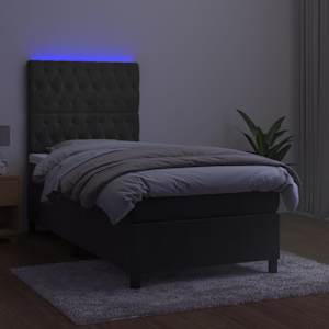 Box spring postel s matrací a LED tmavě šedá 80 x 200 cm samet - obrázek 4