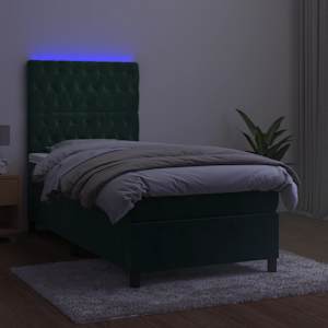 Box spring postel s matrací a LED tmavě zelená 80x200 cm samet - obrázek 4
