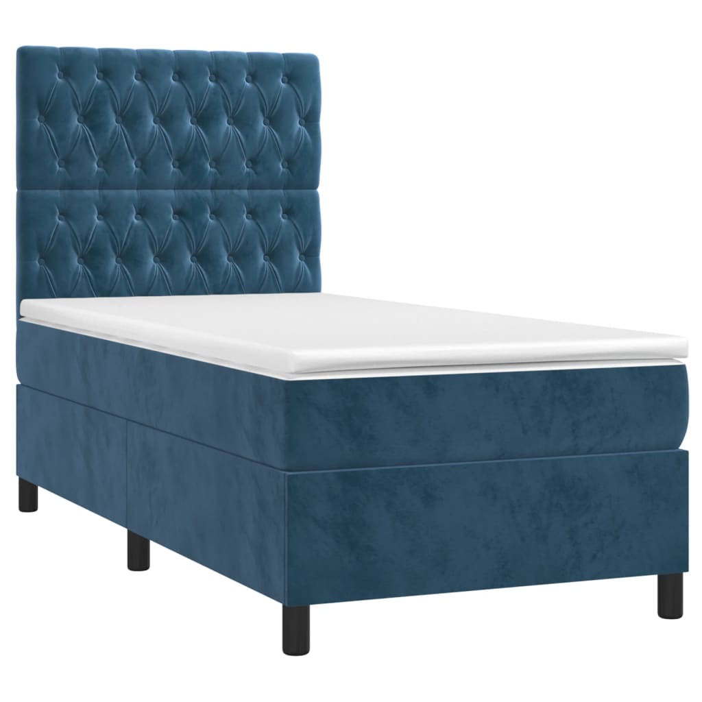 vidaXL Boxspring met matras en LED fluweel donkerblauw 80x200 cm afbeelding