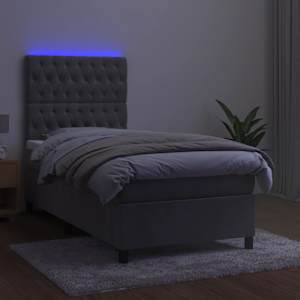 Box spring postel s matrací a LED světle šedá 90x190 cm samet - obrázek 4