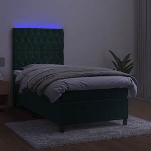 Box spring postel s matrací a LED tmavě zelená 90x190 cm samet - obrázek 4