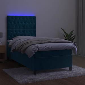 Box spring postel s matrací a LED tmavě modrá 90x190 cm samet - obrázek 4