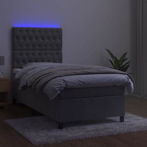 Box spring postel s matrací a LED světle šedá 100x200 cm samet - obrázek 4