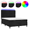 vidaXL kontinentaalvoodi madrats ja LED, must, 140x200 cm, samet