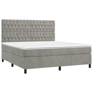 Box spring postel s matrací a LED světle šedá 160x200 cm samet - obrázek 3