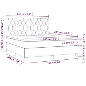 Box spring postel s matrací a LED růžová 160x200 cm samet - obrázek 8