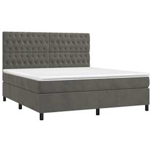 Box spring postel s matrací a LED tmavě šedá 180x200 cm samet - obrázek 3