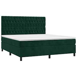 Box spring postel s matrací a LED tmavě zelená 180x200 cm samet - obrázek 3