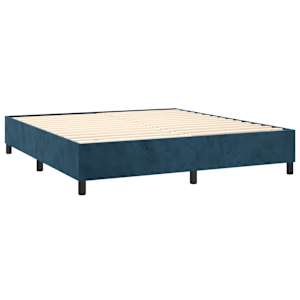 Box spring postelja z vzmetnico LED temno modra 180x200cm žamet - slika 5