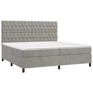 Box spring postel s matrací a LED světle šedá 200x200 cm samet - obrázek 3