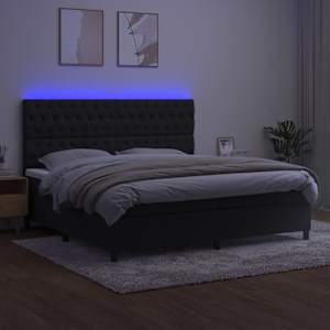 Box spring postel s matrací a LED černá 200x200 cm samet - obrázek 4