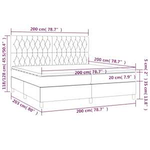 Box spring postel s matrací a LED tmavě zelená 200x200 cm samet - obrázek 9