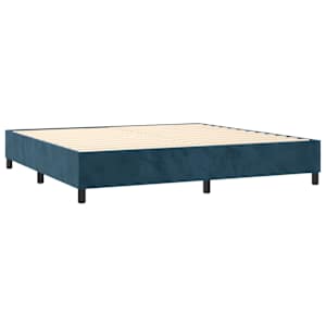 Box spring postelja z vzmetnico LED temno modra 200x200cm žamet - slika 5