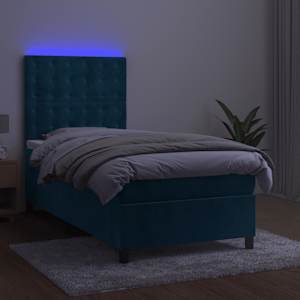 Box spring postel s matrací a LED tmavě modrá 80 x 200 cm samet - obrázek 4