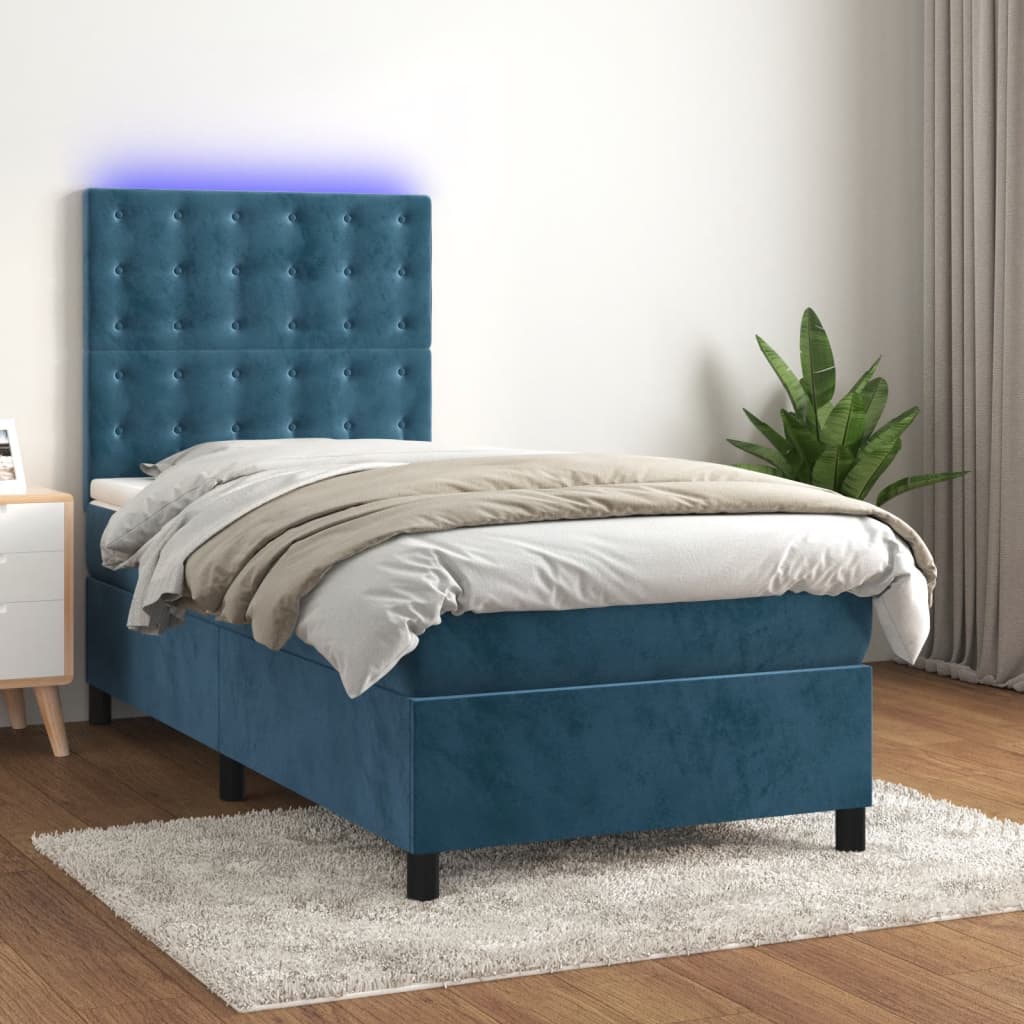 Boxspringbett mit Matratze & LED Dunkelblau 80×200 cm Samt