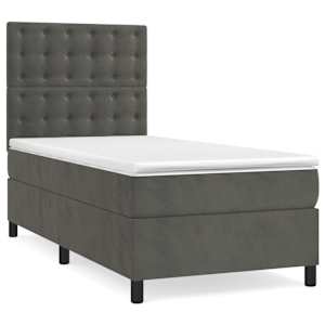 Box spring postel s matrací a LED tmavě šedá 90x190 cm samet - obrázek 3