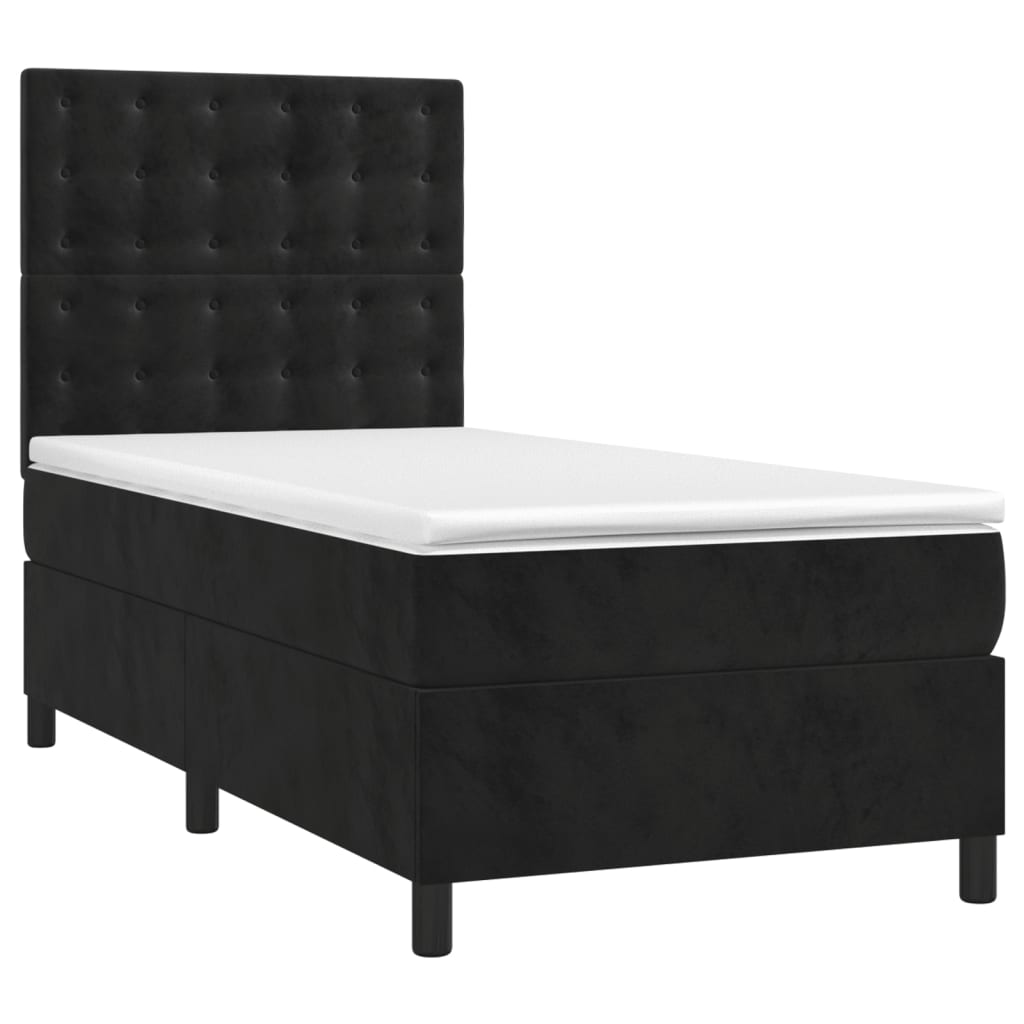 vidaXL Boxspring met matras en LED fluweel zwart 90x200 cm afbeelding