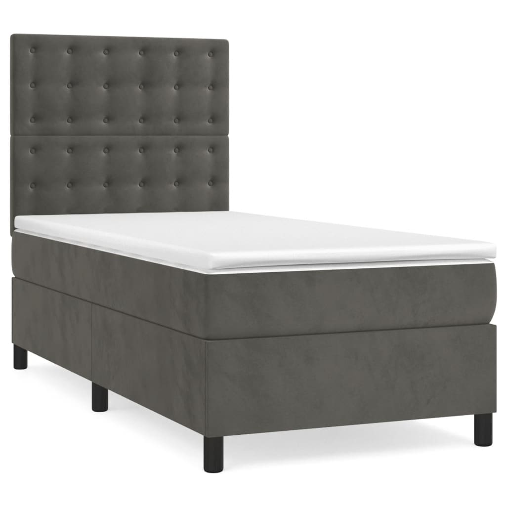 vidaXL Boxspring met matras en LED fluweel donkergrijs 100x200 cm afbeelding