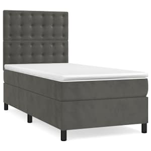 Box spring postel s matrací a LED tmavě šedá 100x200 cm samet - obrázek 3