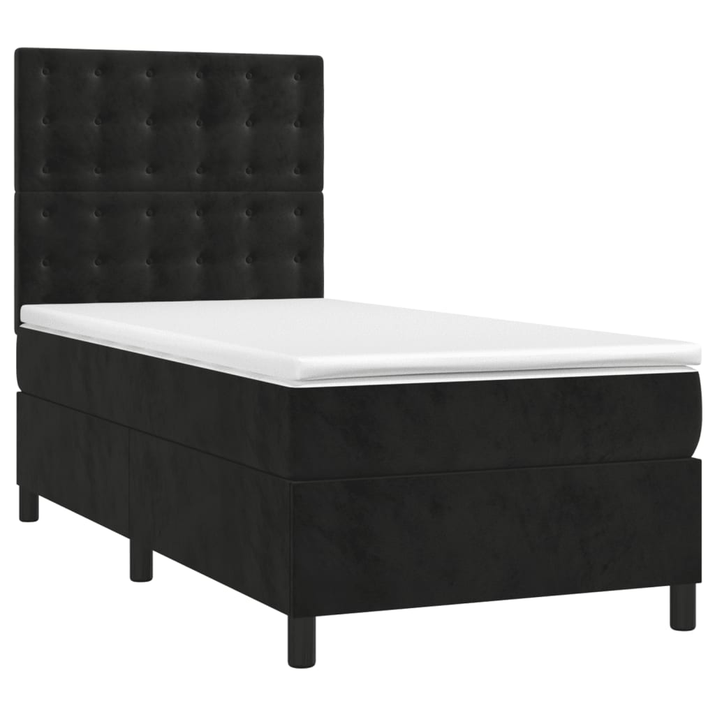 Thumbnail - vidaXL Boxspringbett mit Matratze & LED Schwarz 100x200 cm Samt