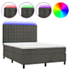 vidaXL kontinentaalvoodi madrats ja LED, tumehall, 140x190 cm, samet