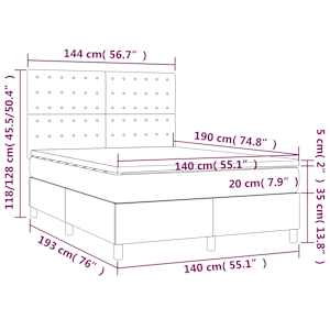Box spring postel s matrací a LED černá 140x190 cm samet - obrázek 8