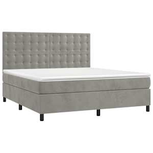 Box spring postel s matrací a LED světle šedá 160x200 cm samet - obrázek 3