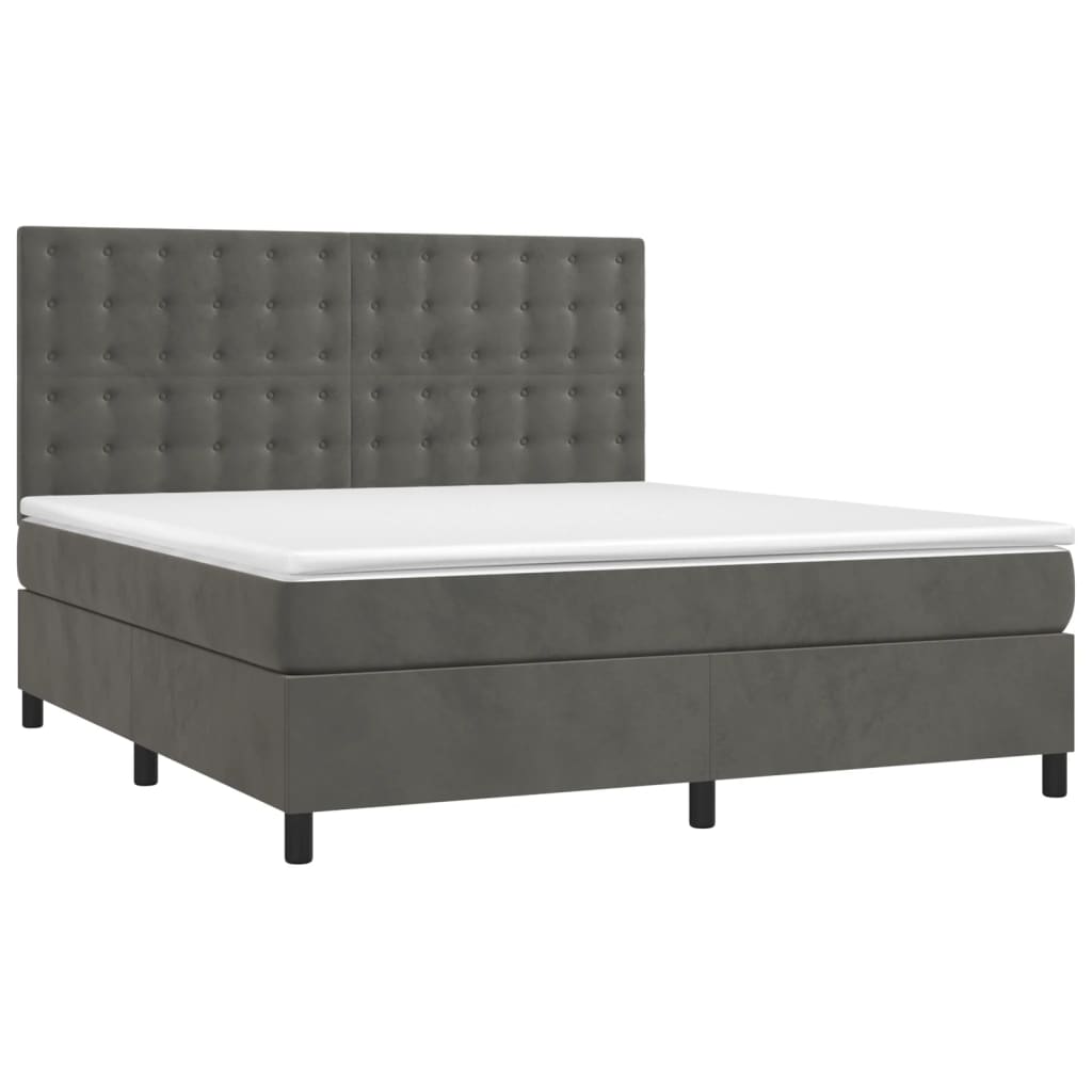 vidaXL Boxspring met matras en LED fluweel donkergrijs 160x200 cm afbeelding