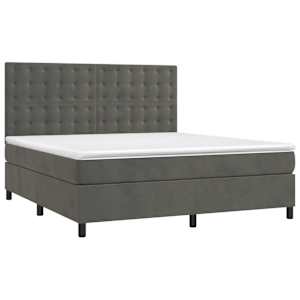 Box spring postel s matrací a LED tmavě šedá 160x200 cm samet - obrázek 3