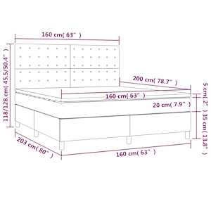 Box spring postel s matrací a LED černá 160x200 cm samet - obrázek 8