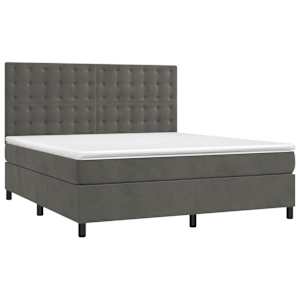 Box spring postel s matrací a LED tmavě šedá 180x200 cm samet - obrázek 3