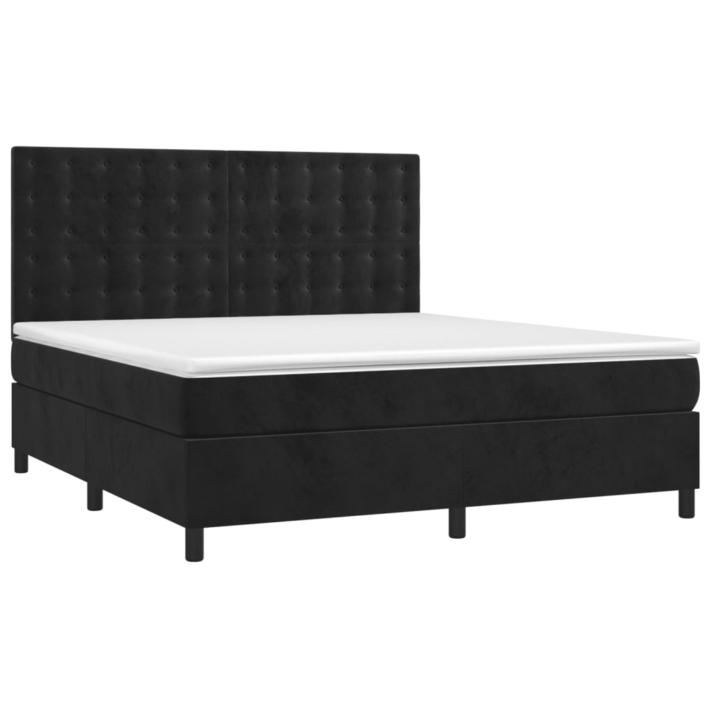 vidaXL Boxspring met matras en LED fluweel zwart 180x200 cm afbeelding