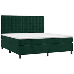 Box spring postel s matrací a LED tmavě zelená 180x200 cm samet - obrázek 3