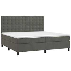Box spring postel s matrací a LED tmavě šedá 200x200 cm samet - obrázek 3