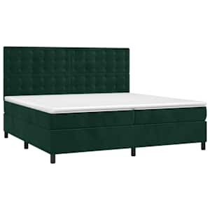 Box spring postel s matrací a LED tmavě zelená 200x200 cm samet - obrázek 3