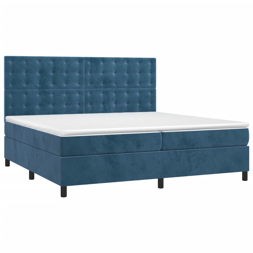 vidaXL Boxspring met matras en LED fluweel donkerblauw 200x200 cm afbeelding