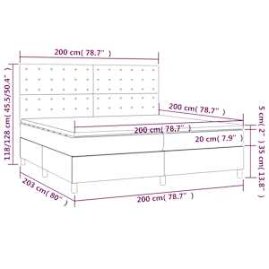 Box spring postel s matrací a LED tmavě modrá 200x200 cm samet - obrázek 9