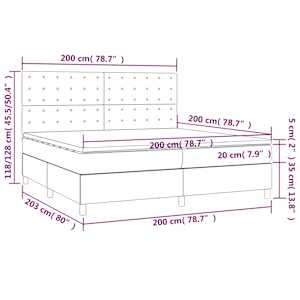 Box spring postel s matrací a LED růžová 200x200 cm samet - obrázek 8