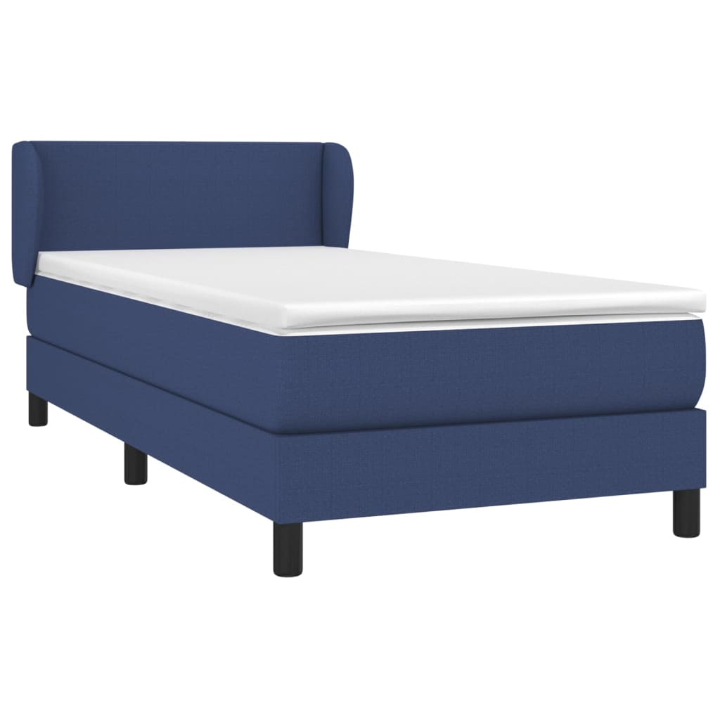 vidaXL Cama box spring con colchón tela azul 80x200 cm