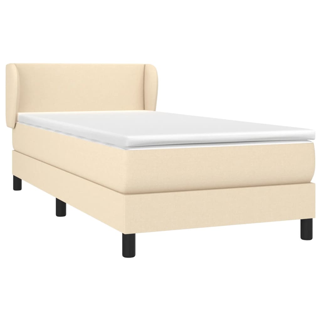 vidaXL Boxspring met matras stof crèmekleurig 90x200 cm afbeelding